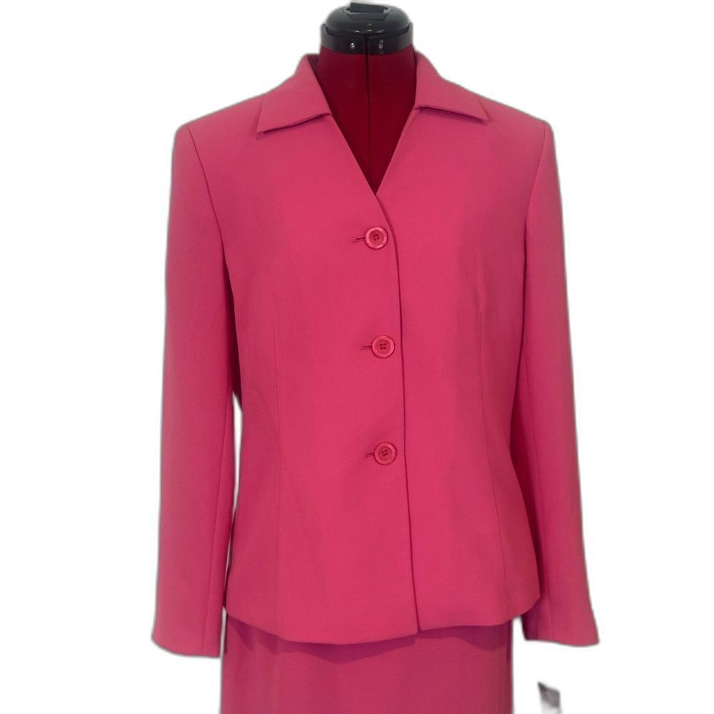 NWT Le Suit Skirt Suit Women's Size 8 Pink 2-Piece Set Blazer & Skirt - Picture 13 of 13